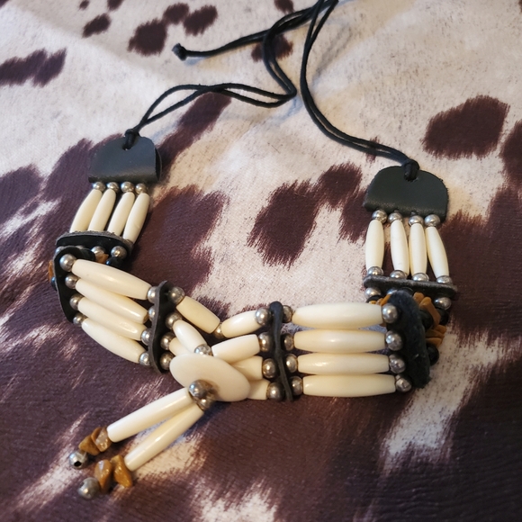 Hand Crafted Jewelry - Native American Made Choker Boho Western Hippie Festival Charm Beads Necklace